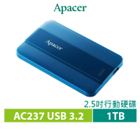Apacer 宇瞻 AC237 1TB USB3.2 Gen1行動硬碟-紳士藍