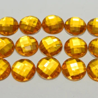 200 Gold Acrylic Flatback Rhinestone Faceted Round Gems 12mm No Hole