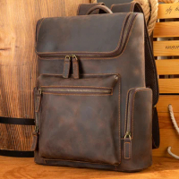 Men's Backpack Genuine Leather Travel Bag Laptop Bag Daypack luxury brand Designer Leather Backpack Vintage Fashion Bagpack Bag