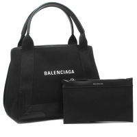 【Balenciaga 巴黎世家】專櫃新款 經典NAVY系列帆布牛皮飾邊手提/斜背包二用包/子母包(附可拆小帆布包)
