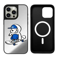 Skateboard Dog iPhone 11 12 13 14 15 Pro Max Mirror Surface MagSafe Case Cover Shell