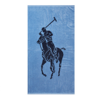 Polo Ralph Lauren 經典大馬圖案大沙灘雙面浴巾-藍色
