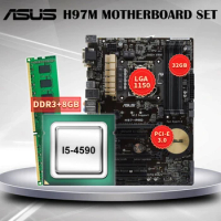 LGA 1150 ASUS H97 Motherboard Set Kit With Intel I5-4590 CPU + DDR3 8GB 1600MHz RAM + H97-PRO PCI-E 3.0 SATA3 Desktop Mainboard