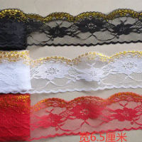 Beautiful plus gold embroidery lace 6.5 cm wide mesh lace DIY handmade wedding curtain sofa sewing fabric