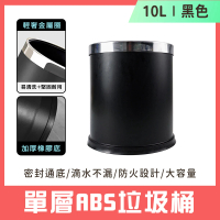 【SMILE】廚房垃圾桶 單層ABS垃圾桶 黑色 臥室垃圾桶 無蓋垃圾桶 10L垃圾桶 TCBPC-F(塑膠桶 家用垃圾桶)
