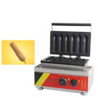 110V/220V Commercial Electric Corn Shaped Waffle Maker 6pcs French Hot Dog Waffle Baker Iron Machine