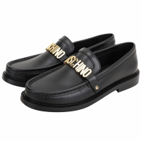 MOSCHINO 品牌字母牛皮樂福鞋(黑色)