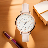 FOSSIL Jacqueline 羅馬佳人時尚女錶 520送禮首選-玫瑰金框x粉/36mm ES3988