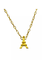 LITZ [SPECIAL] LITZ 999 (24K) Gold Eiffel Tower Charm With 9K Yellow Gold Chain EPC1045-N