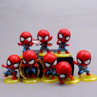 8pcs/Lot The Avengers SuperHero Spiderman PVC Action Toys Figure Spider man Model Ornaments Kids Birthday Cake Decoration