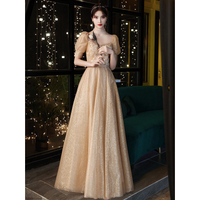 Zz·Formal Party Sequin With Square Neck Champagne Evening Dress Debut Gown For Ninang Wedding Floor 