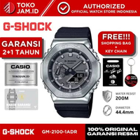 Jam Tangan Pria Casio G-Shock GM-2100-1ADR Original Analog Digital Black Stainless Steel Bezel Shock