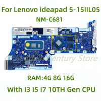 Suitable for Lenovo ideapad 5-15IIL05 laptop motherboard NM-C681 with I3 I5 I7 10TH Gen CPU GPU: 2G RAM: 4G 8G 16G100% Tested