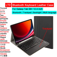 Bluetooth keyboard Case For Samsung Galaxy Tab S9+ S9 FE+ 12.4 S9 Ultra 14.6 Tablet Case Trackpad Arabic Korean Spanish Keyboard