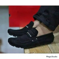 kickers papara sepatu pria santai slop slip on murah original handmade -Hitam