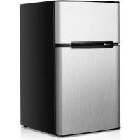 2024 New Mini Fridge with Freezer, 3.2Cu.ft 2-Door Compact Refrigerator with Reversible Door