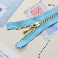 Free shipping 5pcs/lot blue 20cm zipper golden teeth metal zipper water head diy craft bags closed end zipper
