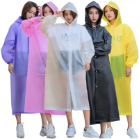 DAPAT 3 PCS JAS HUJAN HOODIE TERUSAN EVA PONCO DRESS RAINCOAT LENGAN PANJANG MODEL JUBAH