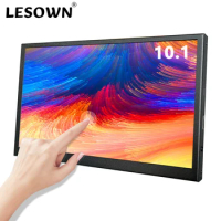 LESOWN 7 10.1 inch Portable Touch Monitor HDMI 1024x600 Raspberry Pi LCD Screen Monitor With Dual Speakers Secondary Display