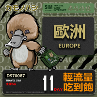 【鴨嘴獸 旅遊網卡】Travel Sim 歐洲11天上網卡 歐洲上網卡(輕量型上網 歐洲網卡 吃到飽網卡)