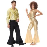Halloween Carnival Party Adult Vintage 70s 80s Hippie Couples Cosplay Costume Suit Music Festival Retro Disco Fancy Dress