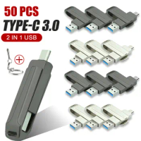 50PCS New USB 3.0 TYPE C USB Flash Drive OTG Pen Drive 256GB 128GB 64GB 32GB USB Stick 2 in 1 High Speed Pendrive custom logo