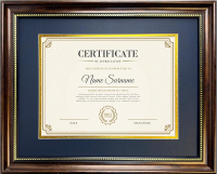 Diploma Frame 8.5 x 11 with Black over Gold Mat or Display 11x14 Document without Mat Certificate De
