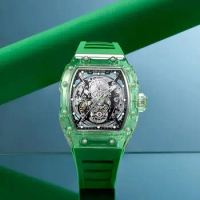New AILANG 2023 Men's Automatic Tourbillon Mechanical Watch Barrel Shape Waterproof Wrist Watch For Boy Silicone Strap Luminous