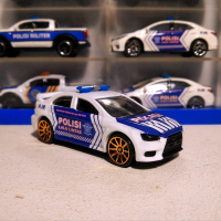 MINIATUR DIECAST SKALA  1/64 HOTWHEELS FORD RANGER RAPTOR CUSTOM MOBIL POLISI MITSUBISHI LANCER EX D