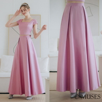 訂製款粉色婚紗緞長裙(13-32204)