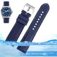 For IWC Omega Longines Citizen Tissot men Silicone watchband 20mm 22mm waterproof men's watch Strap Black Blue soft Rubber band