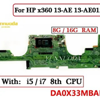 DA0X33MBAF0 For HP x360 13-AE 13-AE012DX Laptop Motherboard WithI5 I7 8th CPU 8G /16G RAM 100% Tested