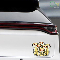 King Car Sticker Stupid Cute Little Animal Reflective Sticker Funny Personality Motorcycle Electric Car Scratch Cover Sticker