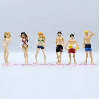 6pcs/set Anime One Piece Luffy Nami Robin Ace Sabo Charlotte Pudding PVC Action Figure Statue Collection Model Kids Toys Doll