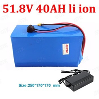 GTK 48v 51.8V 40AH lithium ion battery 14S BMS li ion bateria for 48V 5000W scooter ebike fishing boat cleanness car +5A charger