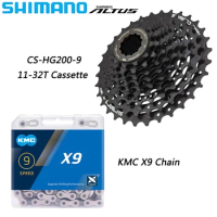 SHIMANO DEORE CS-HG200-9 Cassette Sprocket 9 Speed 11-32T/34T/36T Freewheel KMC X9 Chain for MTB Bike Original Bicycle Parts