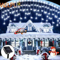 【HOT stock LED light string】 Solar Icicle Lights 8 Modes Solar-Powered Outdoor Eaves String Lights f