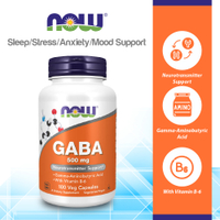 NOW FOODS Supplements GABA (Gamma-Aminobutyric Acid) 500 mg + B-6 Natural Neurotransmitter* 100 Veg 