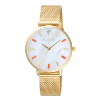 MANGO 海洋之心晶鑽貝殼面腕錶-金X白-MA6770L-GD-H-36mm