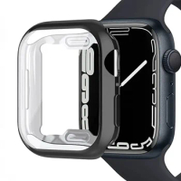 TPU Case For Apple Watch Case 8 7 45mm 41mm All-round Anti-drop Protection Glass iWatch Series 6 5 4 3 SE 44mm 42mm 40mm Shell