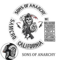 Original Son Of Anarchy Embroidery Back patch California Full Set Iron On Patches For Clothing Motorcycle Club