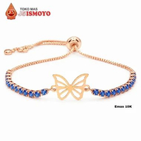 Gelang Tali Serut Kombinasi Emas Cinzel J5 Ismoyo Biru