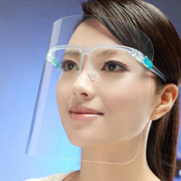 Adult Face Shield With Glasses Frame Great Gift Anti-fog Anti-splash Anti Droplet Face Cover Mask Reusable Transparent Clear