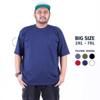 Kaos Jumbo Pria Kantong Depan Lengan Pendek Ukuran Big Size LD 120 125 130 140 150 160