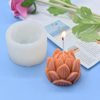 3D Lotus Flower Candle Silicone Mold Fondant Chocolate Dessert Sugarcraft Baking Cake Tools Handmade Aromatherapy Wax Soap Mould