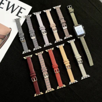 Fhx-11P Women Leather and canvas Strap For Apple Watch Band 4 3 Small floral pattern For iWatch Bands SE 6 5 38 40 42 44mm