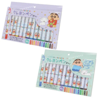 【小禮堂】蠟筆小新 12色蠟筆 附著色紙(平輸品)