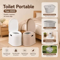 Toilet Portable WC Kloset Duduk Model Baru Kloset Portable Toilet Duduk di atas WC Jongkok Krem