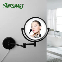 YANKSMART Folding Style LED 8 Inch 3X Magnifying Bathroom Wall Mount Professional Vanity Makeup Mirror Health Beauty Adjustable
