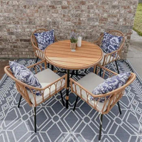 5 Pieces Outdoor Patio Dining Table Chair Set,Wicker Patio Dining Set,Outdoor Rattan Dining Table Se